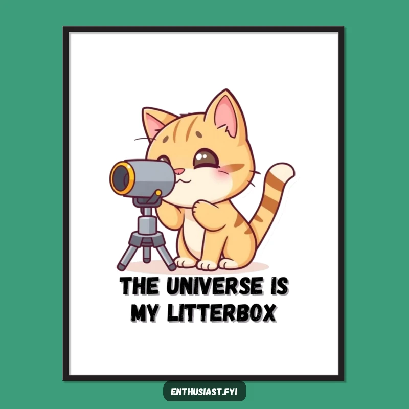 Funny Cat Telescope Digital Art: Instant Cosmic Wonder for Your Walls!