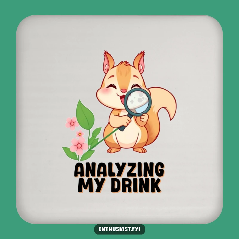 Funny Squirrel Magnifying Flower Coaster - Protect Surfaces with Humor