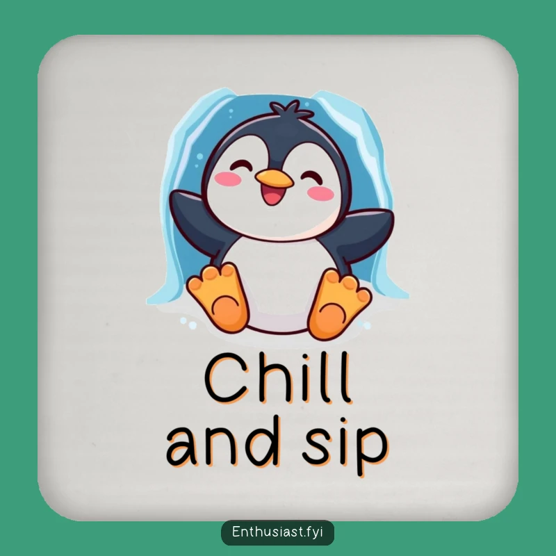 Funny Penguin Slide Coaster: Character's Table Protection, Humorous Decor for Winter Homes