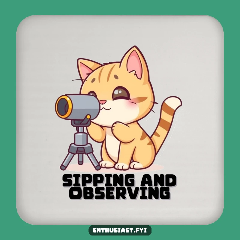 Funny Cat Telescope Coasters: Protect Surfaces with Cosmic Style!