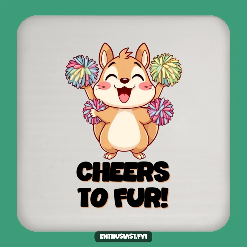 Funny Cheering Squirrel Coasters: Protect Surfaces with Fan Spirit, Unique Funny Gift
