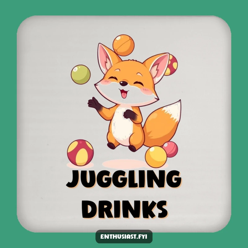 Funny Fox Juggling Coasters (Set of 4): Protect Surfaces with Playful Charm