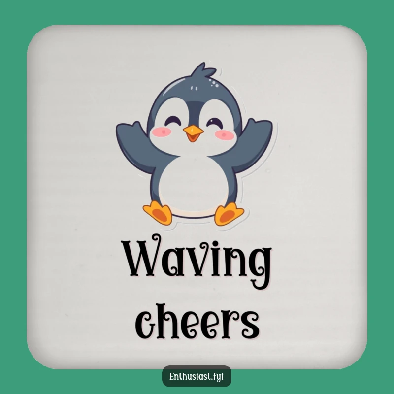 Funny Penguin Waving Coaster Set: Protect Surfaces with Hilarious Friendly Flair