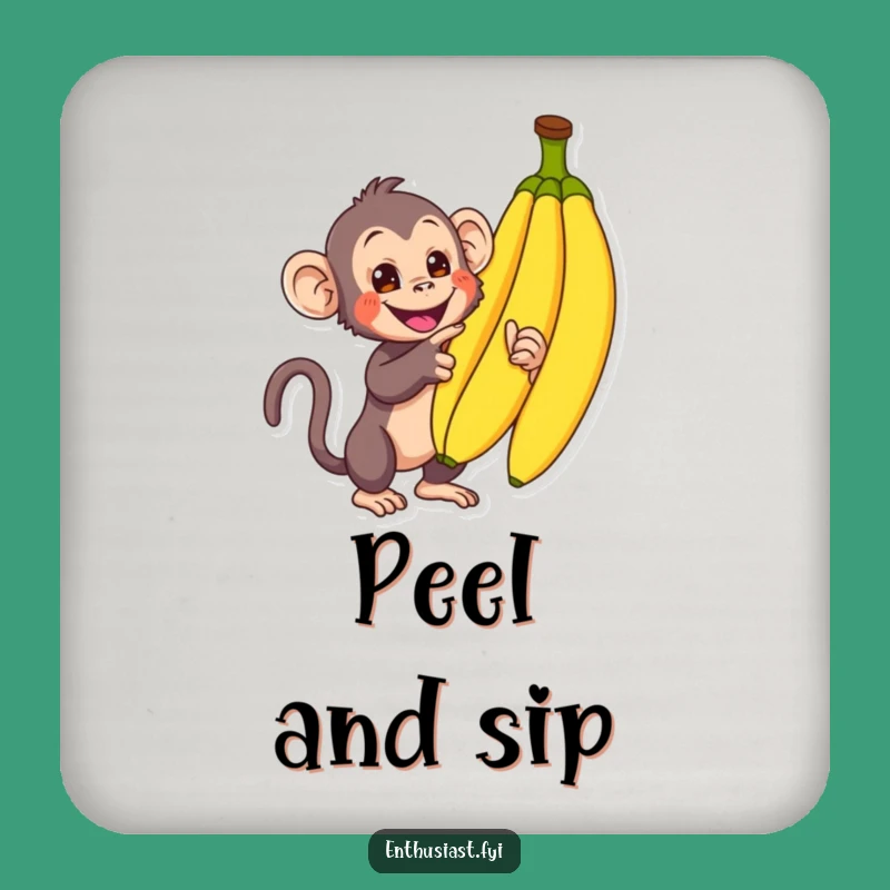 Funny Monkey Banana Drink Coaster: Enthusiastic Primate Protection Gift