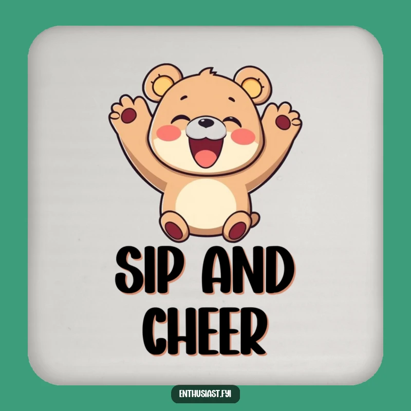 Funny Bear Coaster: Protect Surfaces with This Cheerful Character's Smile