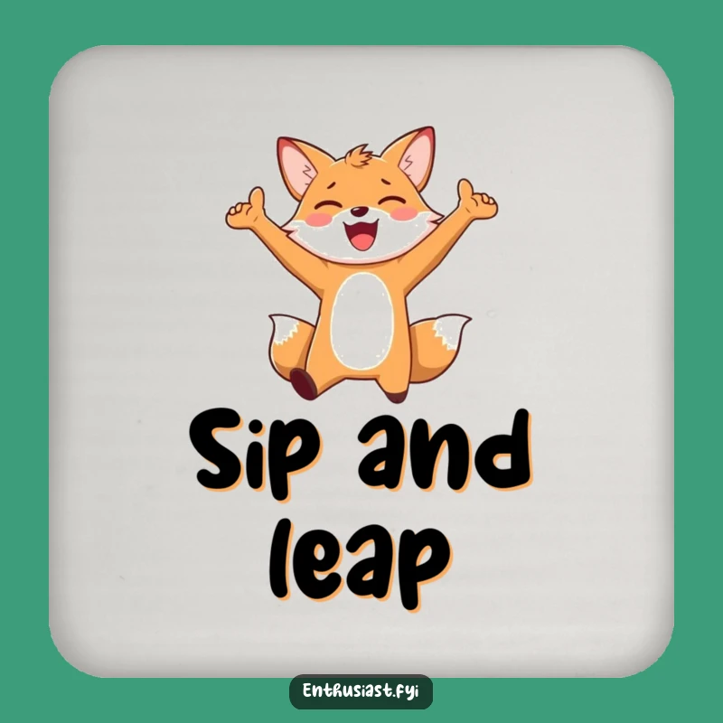 Funny Joyful Fox Coasters: Protect Surfaces with Happy Vibes, Unique Funny Gift