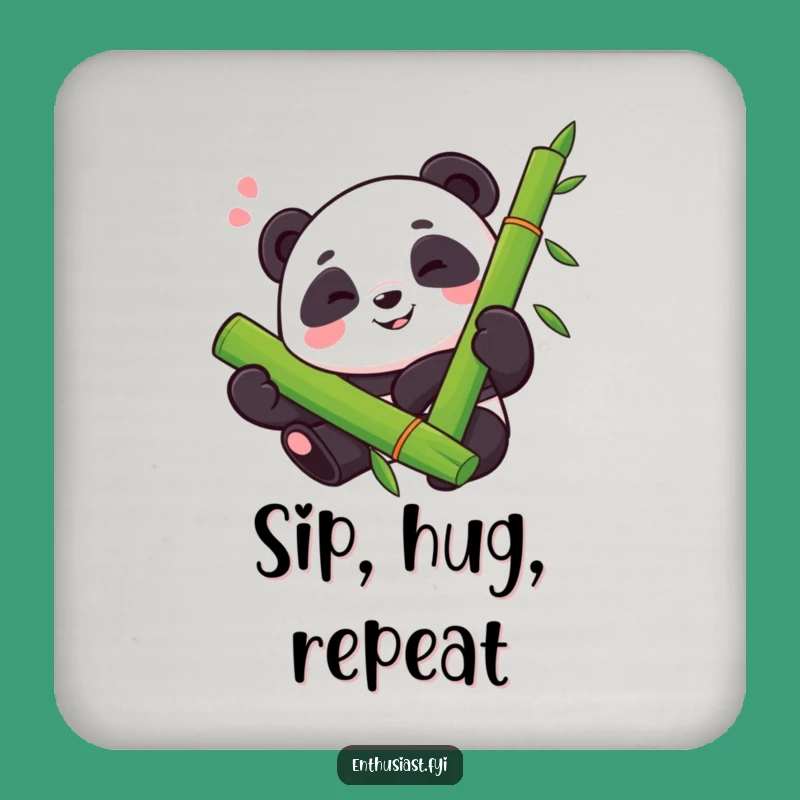 Funny Panda Bamboo Coaster: Protect Surfaces With Proud Sigh, Gift Set