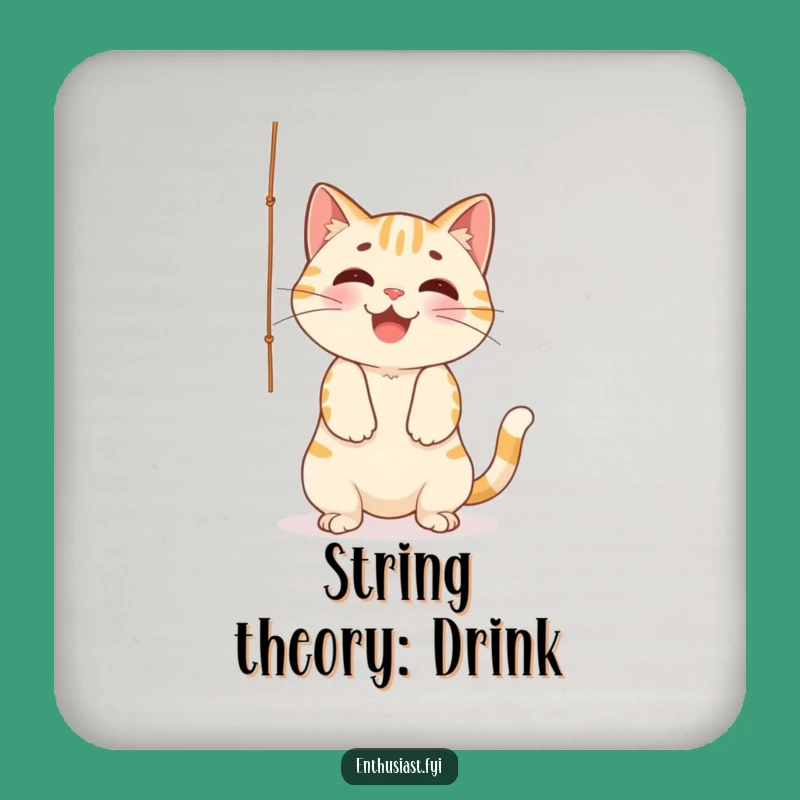 Funny Drink Coaster: Playful Cat Batting, Great Funny Gift Set