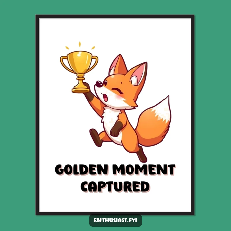 Funny Fox Poster: Energetic Character Art for a Winning Atmosphere