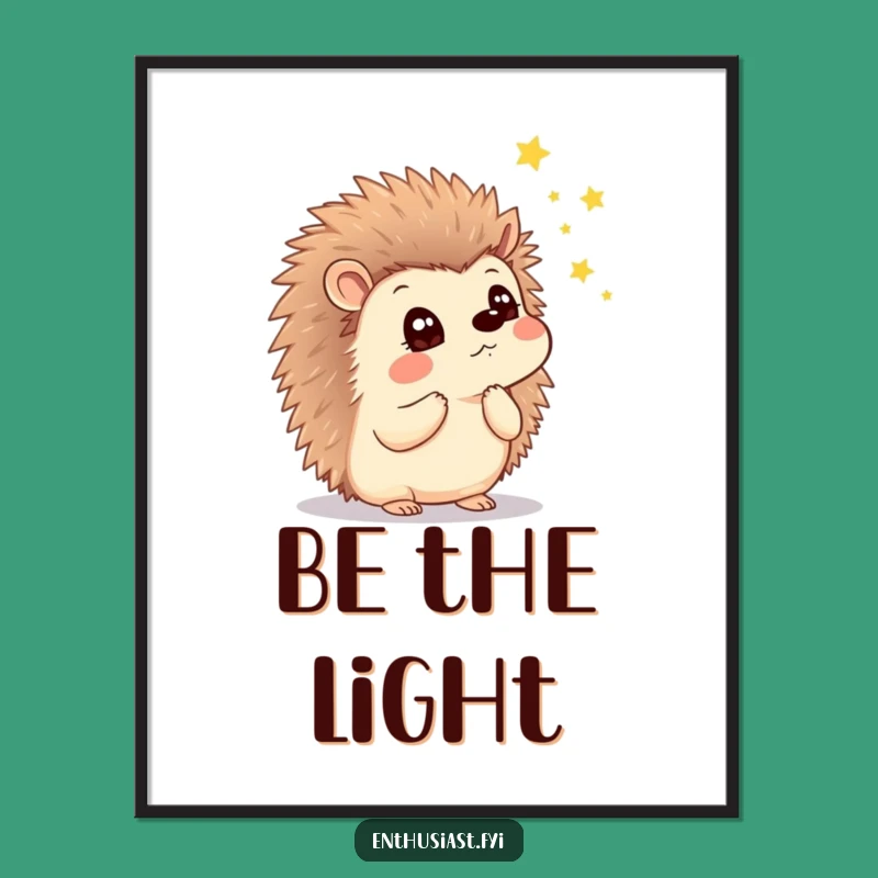 Funny Hedgehog Firefly Poster: Wondering Gaze Art Print, Whimsical Decor Gift