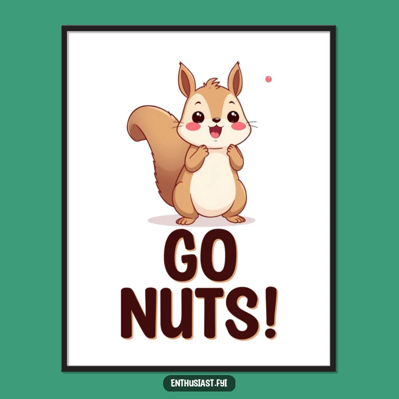 Funny Squirrel Cheering Poster: Vibrant Wall Art for a Playful and Energetic Space