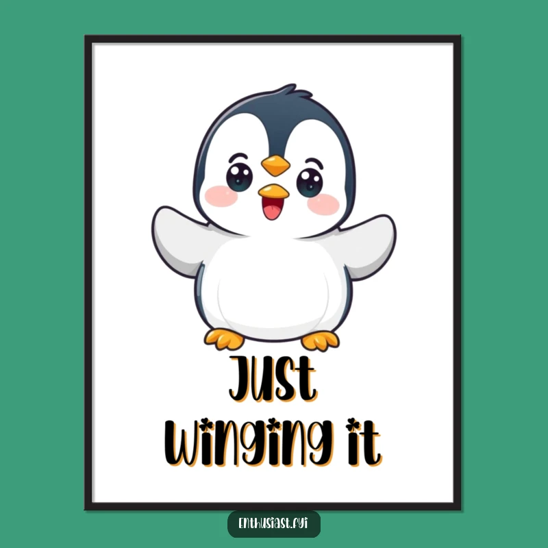 Funny Penguin Wave Poster: Decorate with Arctic Cheer and Joy!