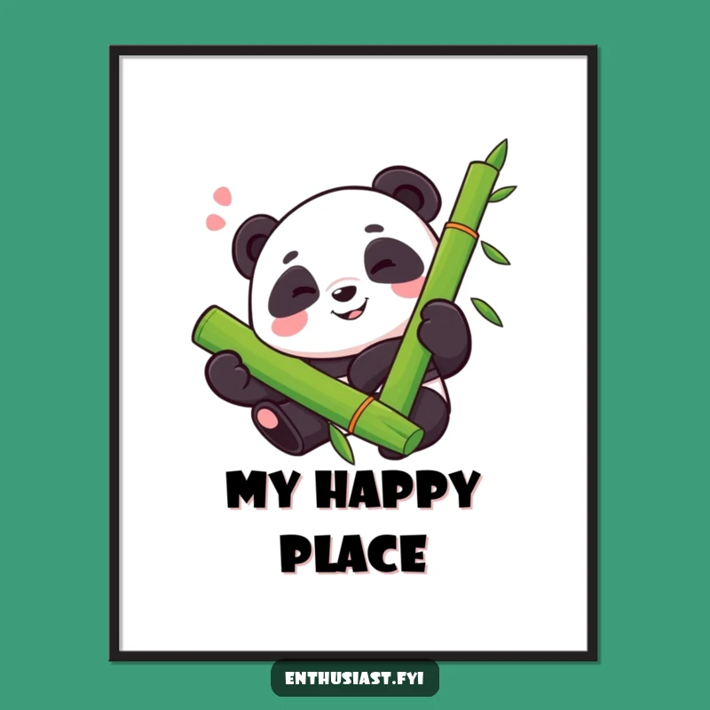 Funny Panda Bamboo Hug Poster: Proud Sigh Art Print, Whimsical Wall Decor Gift