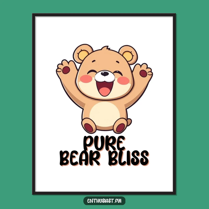 Funny Bear Poster: Delightful Character Art for a Cheerful, Joyful Atmosphere