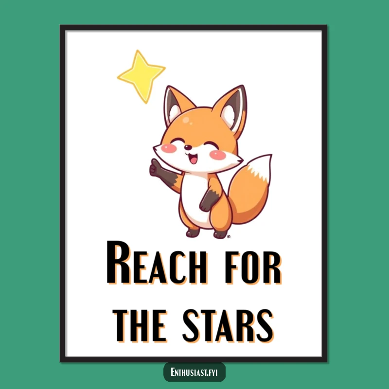 Funny Fox Star Poster: Enthusiastic Celestial Wall Art Gift