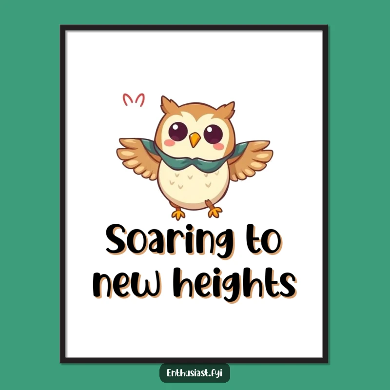 Funny Owl Cape Poster - Triumphant Wall Art for Super Fans