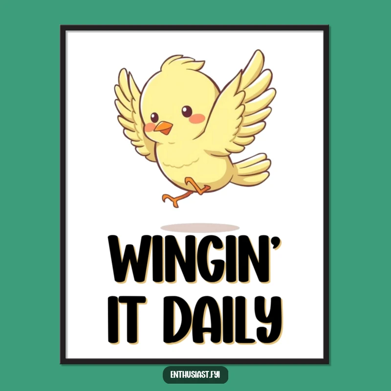 Funny Bird Poster: Energetic Flapper Art - Joyful Wall Decor Gift!