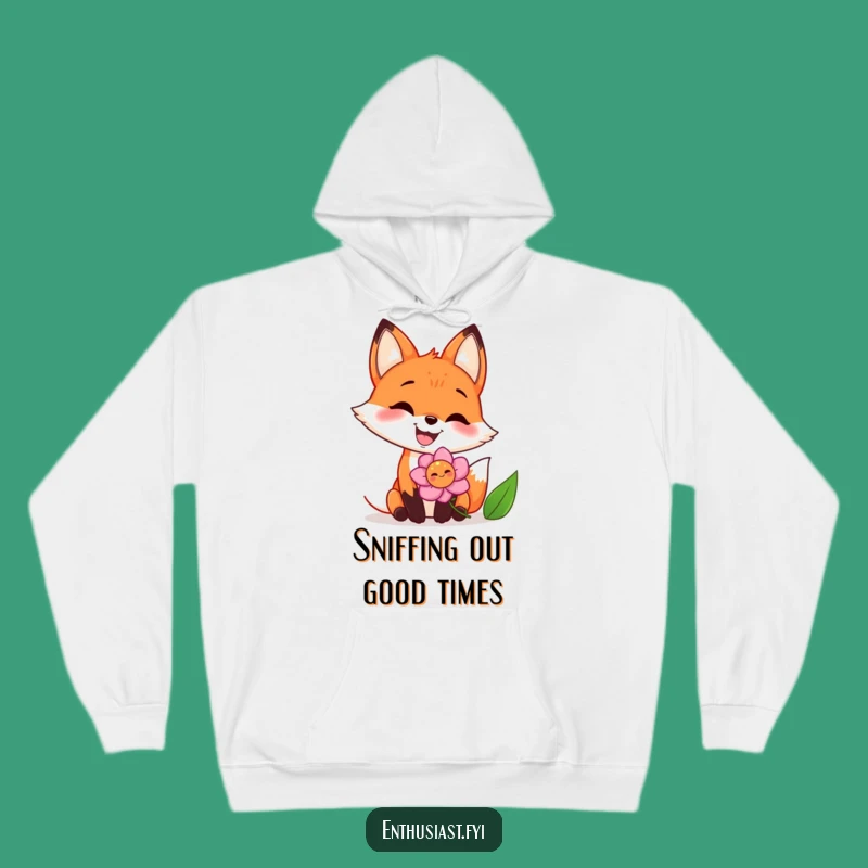 Cozy Funny Fox Flower Hug Hoodie: Warm Grin, Snuggly Gift for a Happy Soul