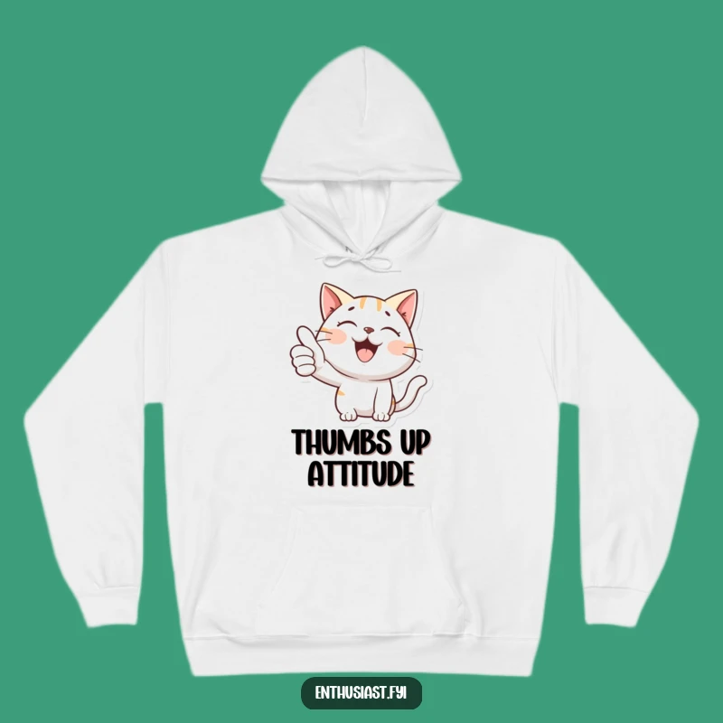 Funny Cat Thumbs Up Hoodie: Cozy Approval, Perfect Funny Gift!