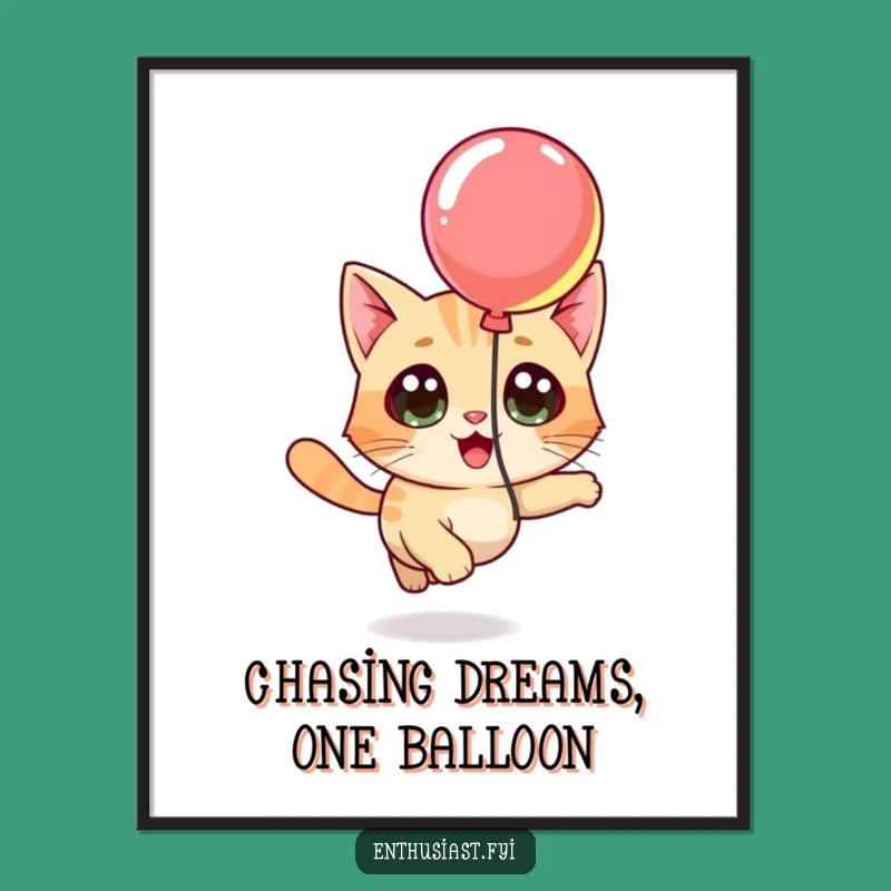 Free Printable Wall Art: Whimsical Cat Balloon Chase