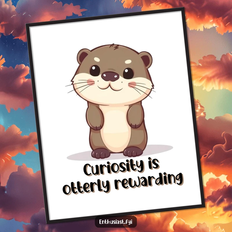 Funny Free Printable Wall Art: A curious otter peeking playfully from behind a large object, adding whimsical charm to your space.