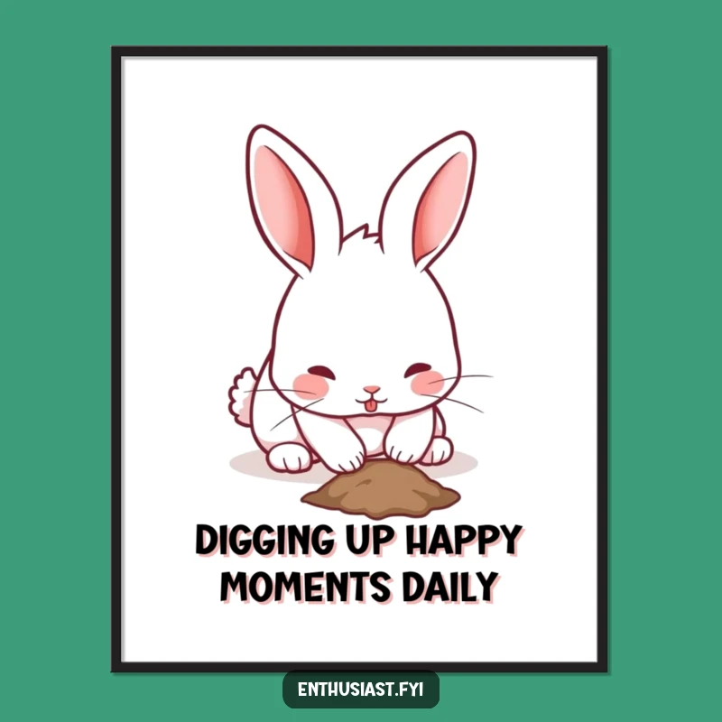 Free Printable Wall Art: Playful Rabbit Digging, Hilarious DIY Home Decor Downloadable