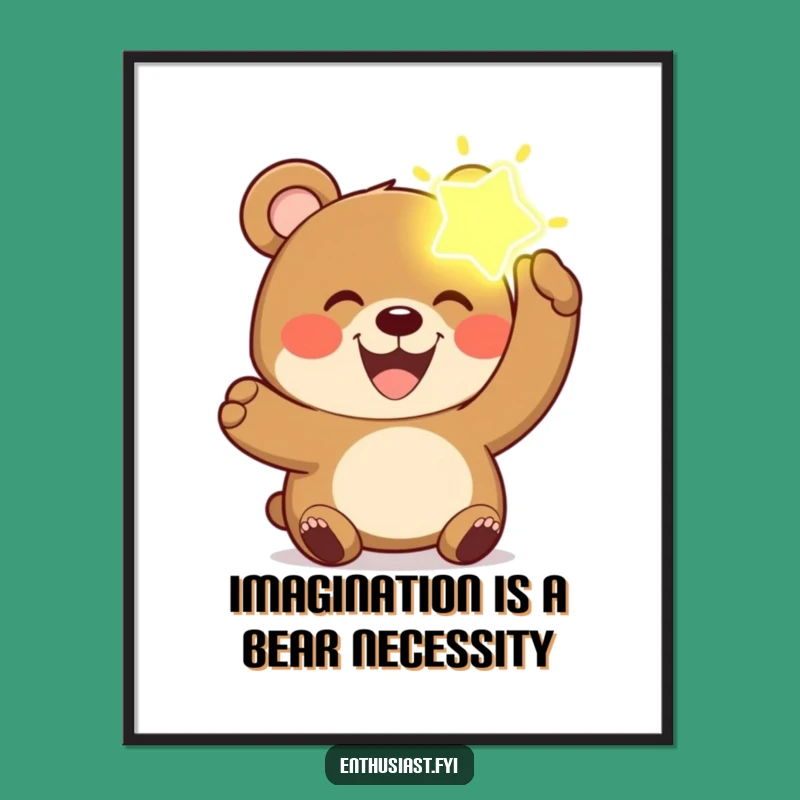 Free Printable Bear Wall Art: Funny Joyful Bear, Whimsical Decor Downloadable Art