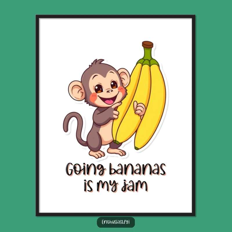 Free Printable Monkey Banana Art: Funny Primate Downloadable Wall Decor