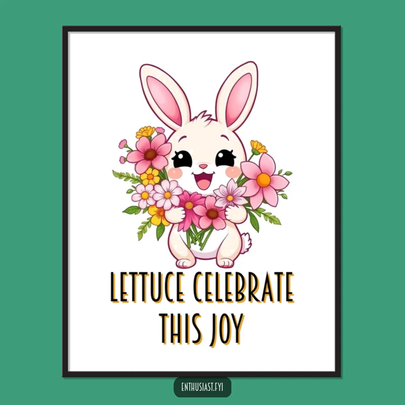 Free Printable Rabbit Wall Art: Cheerful Flowers, Joyful Downloadable Decor