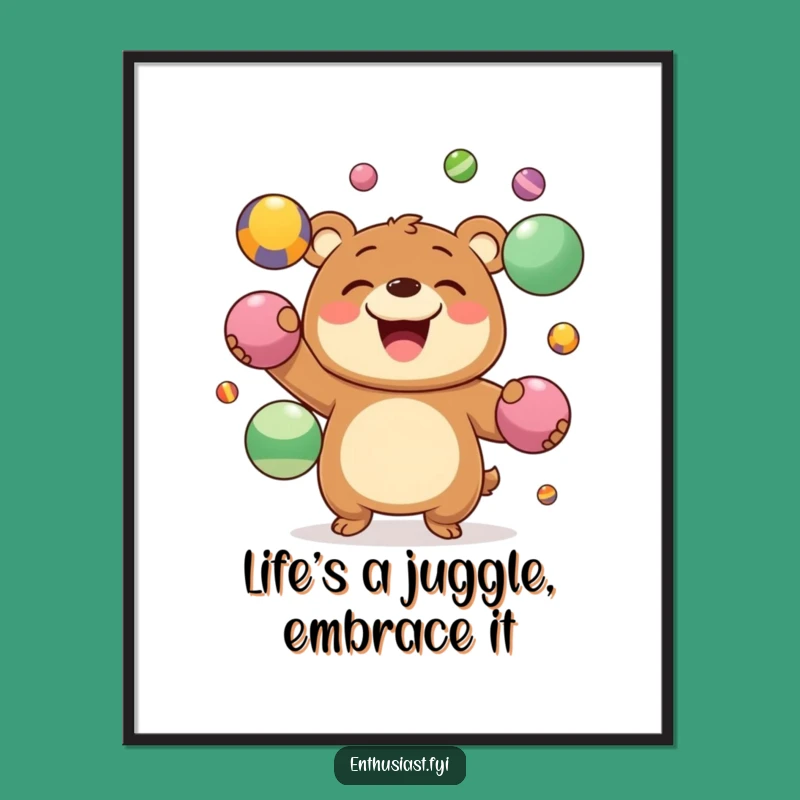 Free Printable Wall Art: Bear Baller - Funny Downloadable Decor for Any Room