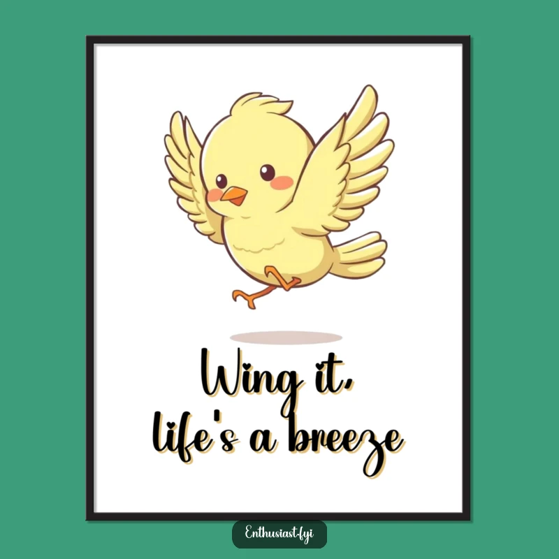 Free Printable Wall Art: Energetic Bird Flapping Wings - Funny DIY Downloadable Decor