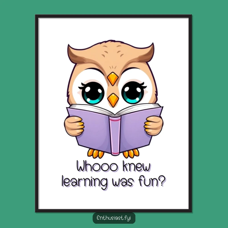 Free Printable Wall Art: Funny Reading Owl, Cozy Decor, Downloadable Art