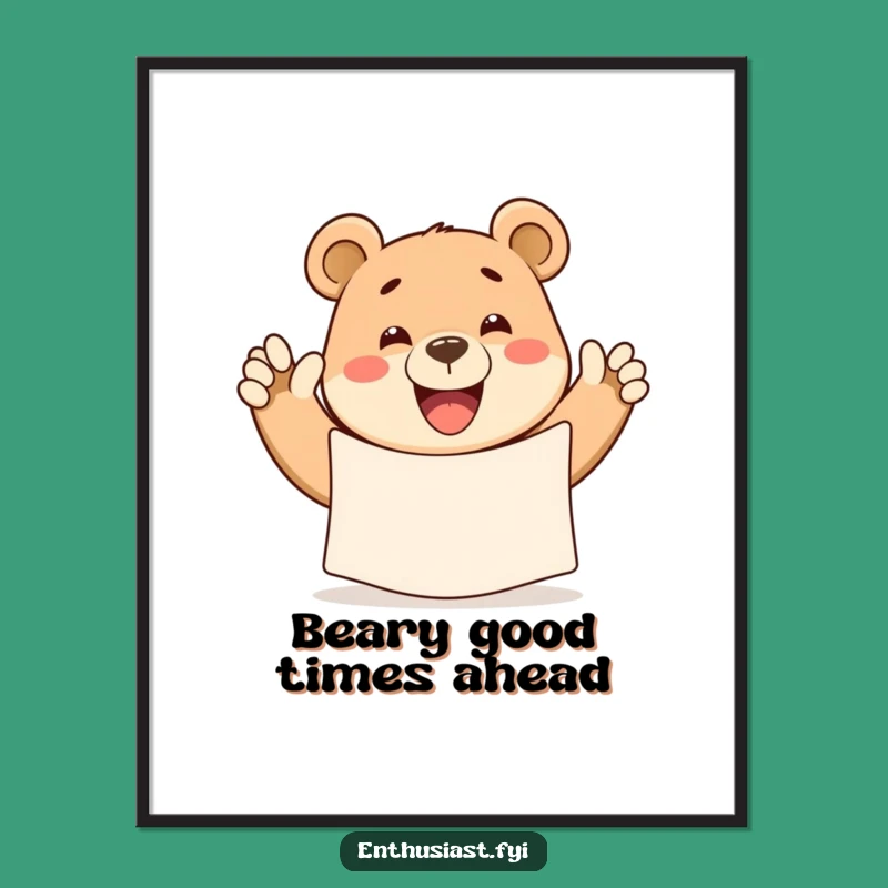 Free Printable Wall Art: Happy Bear Waving Banner - Joyful DIY Decor