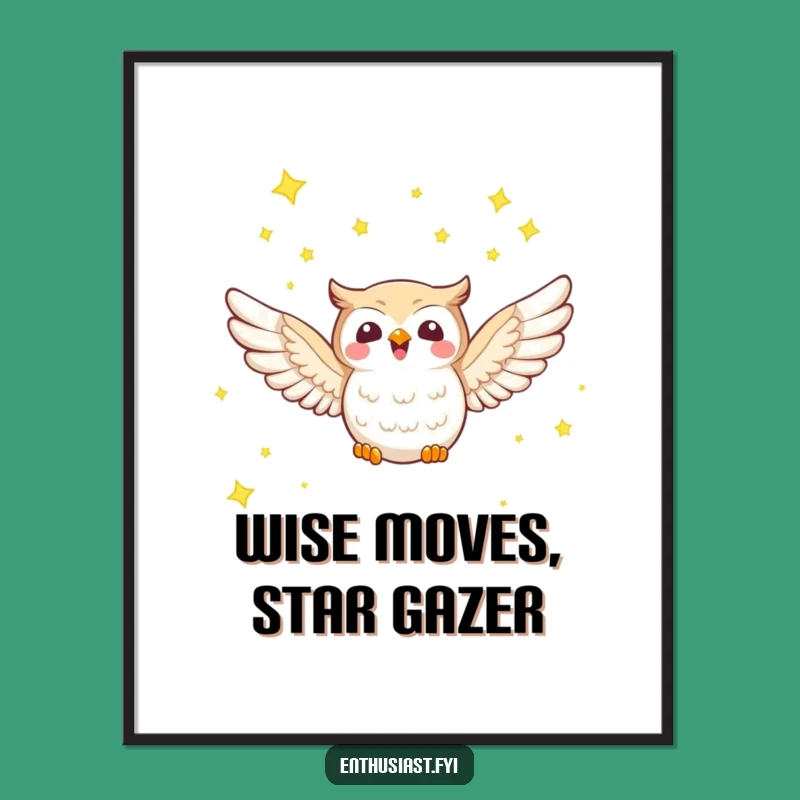 Free Printable Wall Art: Joyful Owl Starry Sky Art