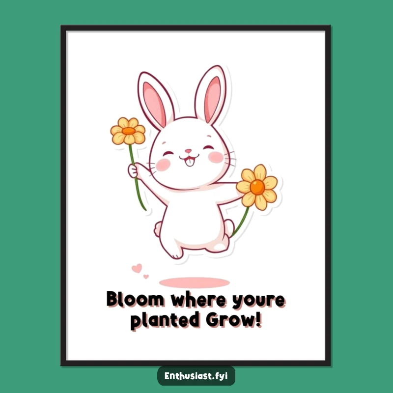 Free Printable Wall Art: Playful Rabbit Jumping - Whimsical & Funny Downloadable Decor!