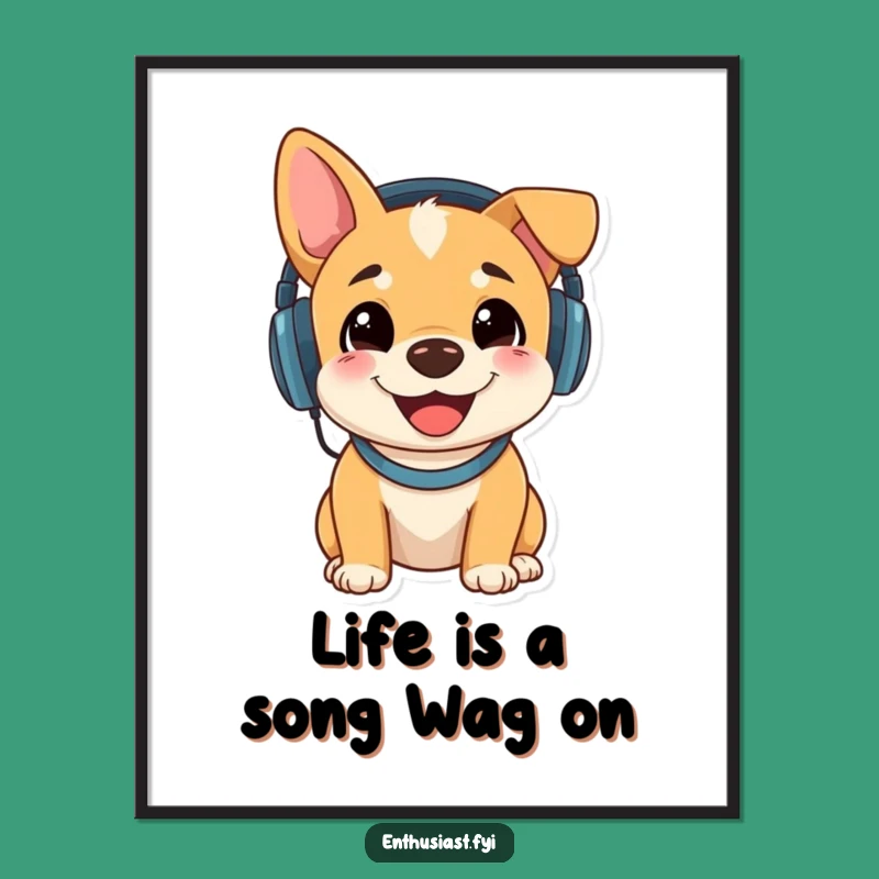 Funny Free Printable Art: Happy Dog DJ Wall Decor Downloadable Gift