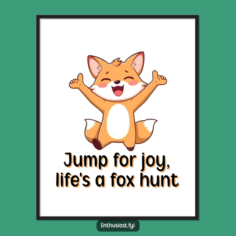 Funny Free Printable Wall Art: Joyful Fox, Energetic Downloadable Decor