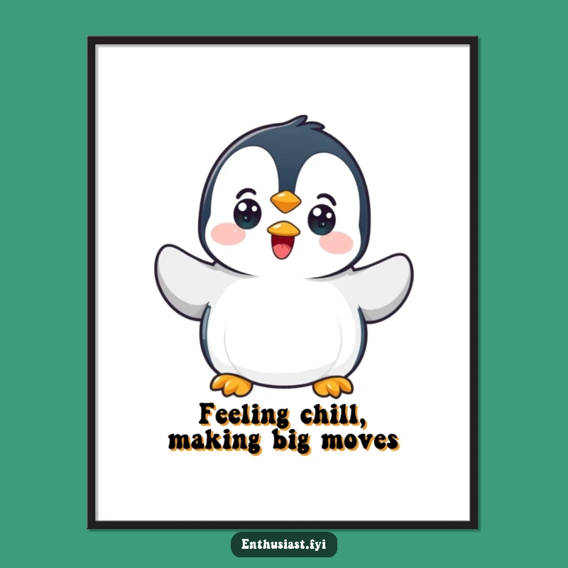 Funny Free Printable Wall Art: Penguin Waving for a Playful & Cheerful Home Accent