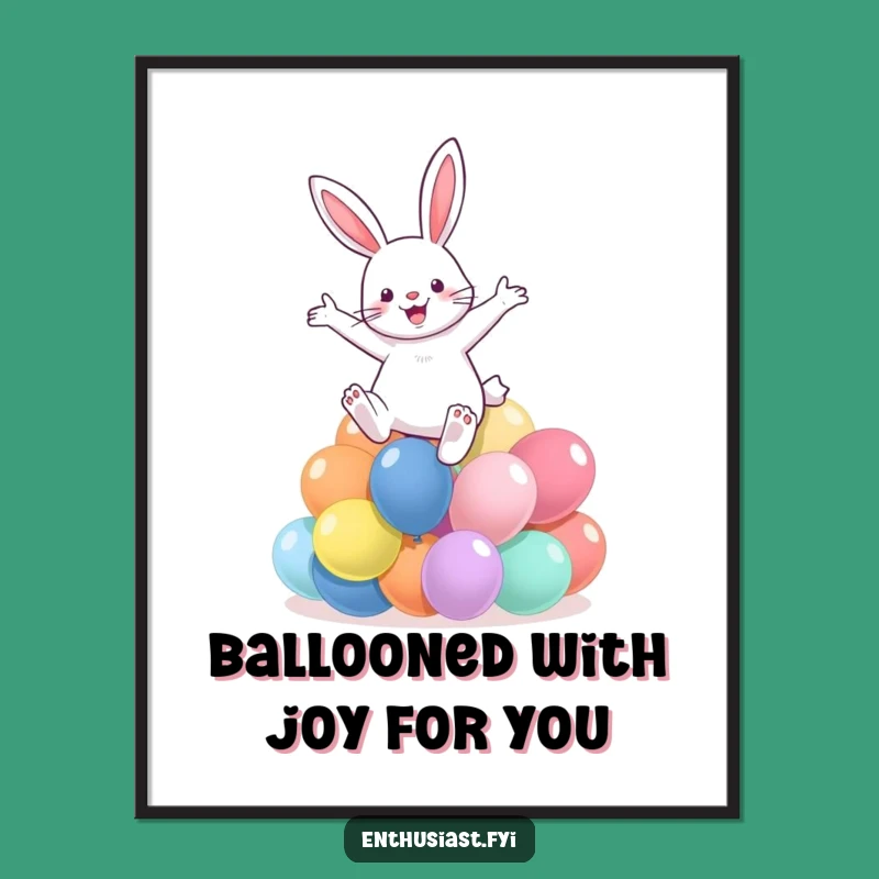 Funny Free Printable Wall Art: Rabbit Balloon Leap, Joyful Downloadable Decor