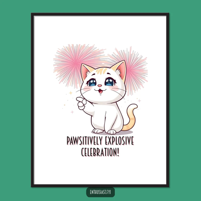 Funny Free Printable Cat Wall Art: Sparkle Eyes Fireworks Downloadable Poster