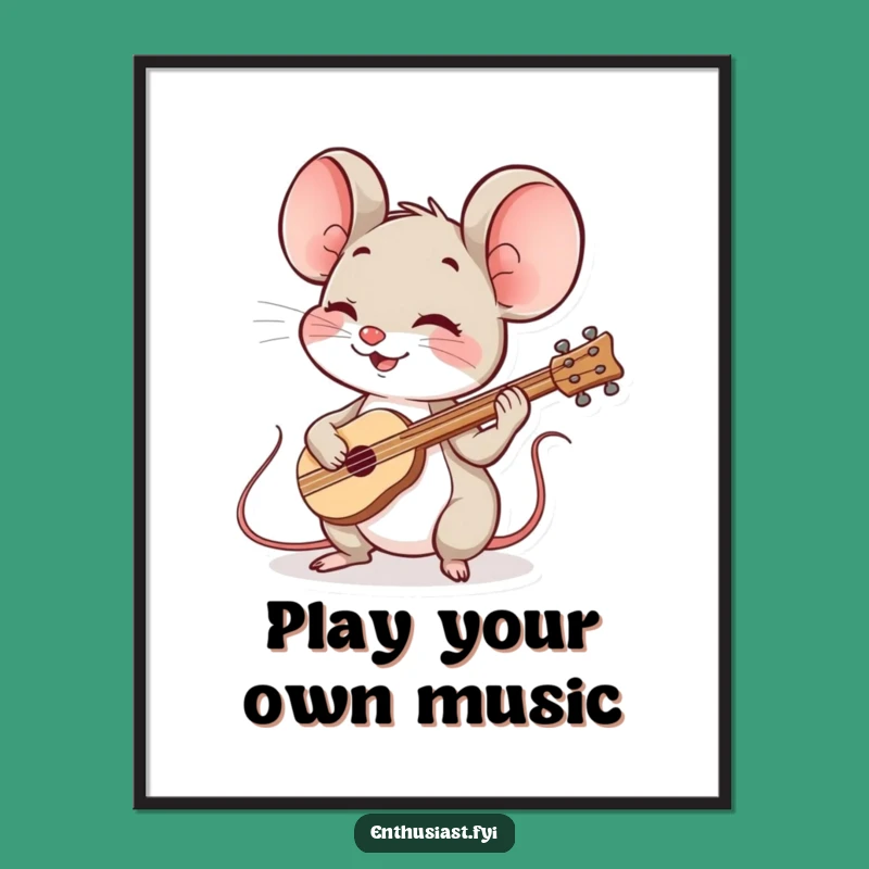 Free Printable Mouse Wall Art: Musician Funny Downloadable Decor