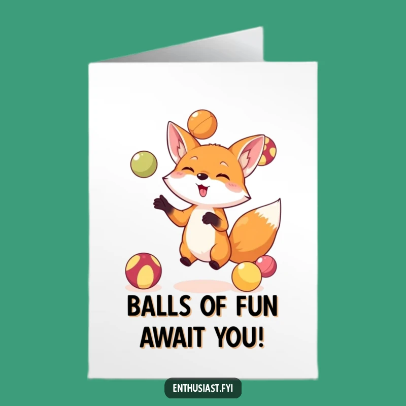 Free Printable Fox Juggling Card: Hilarious Birthday Downloadable Gift for Fun Lovers