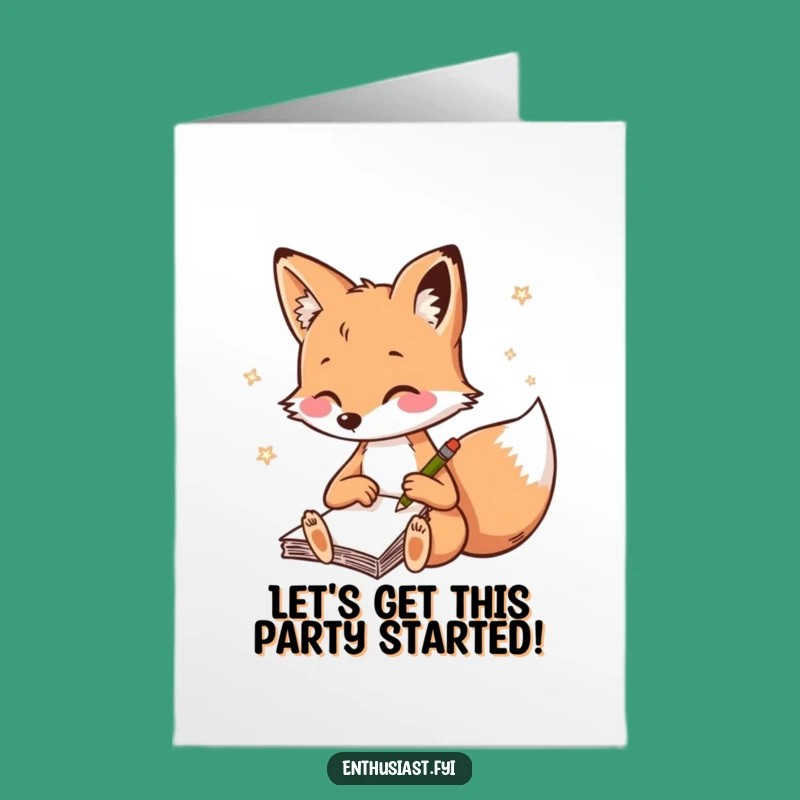 Free Printable Birthday Card: Artistic Fox Sketching - Creative DIY Gift