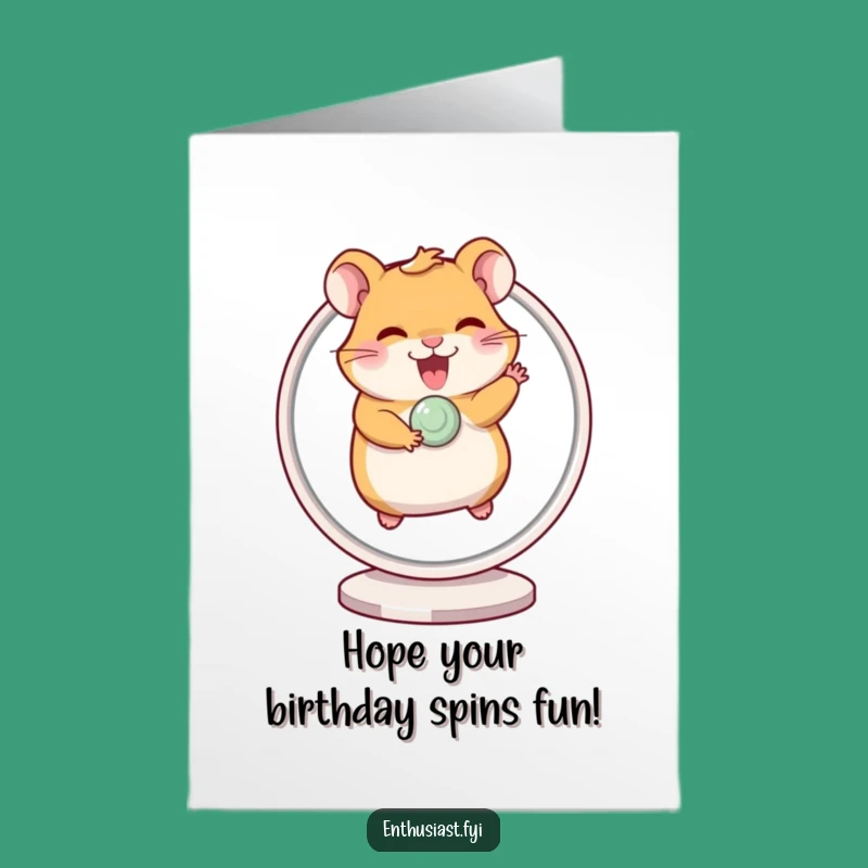 Free Printable Birthday Card: Giggling Hamster Running - Fun Hamster Downloadable Gift