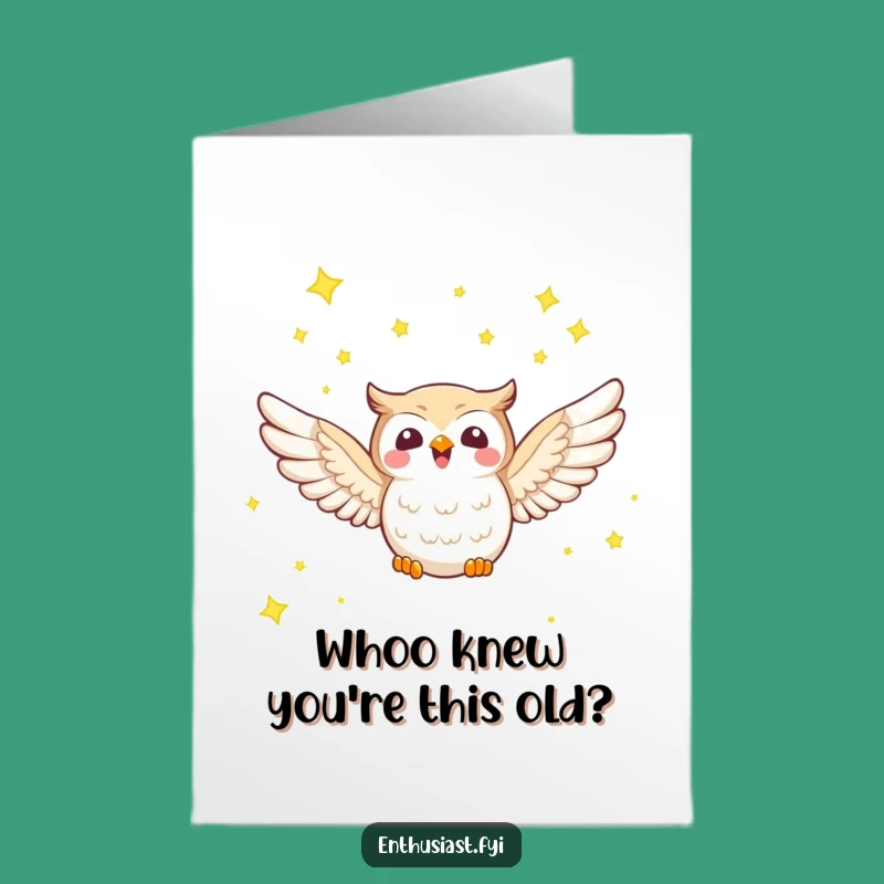 Free Printable Birthday Card: Owl Soaring Among Starry Wishes
