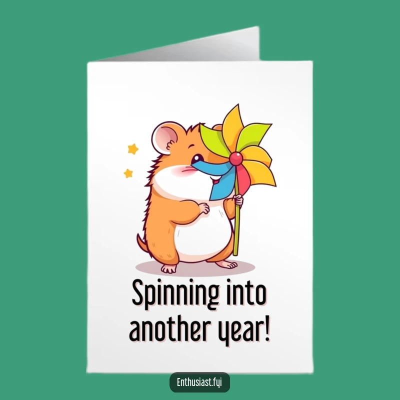 Free Printable Hamster Birthday Card: Energetic Spinner Funny Downloadable Gift