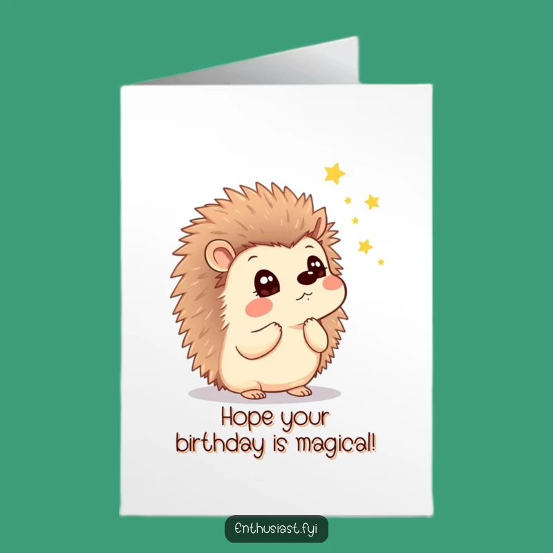 Free Printable Birthday Card: Thoughtful Hedgehog Fireflies - Magical Downloadable Gift