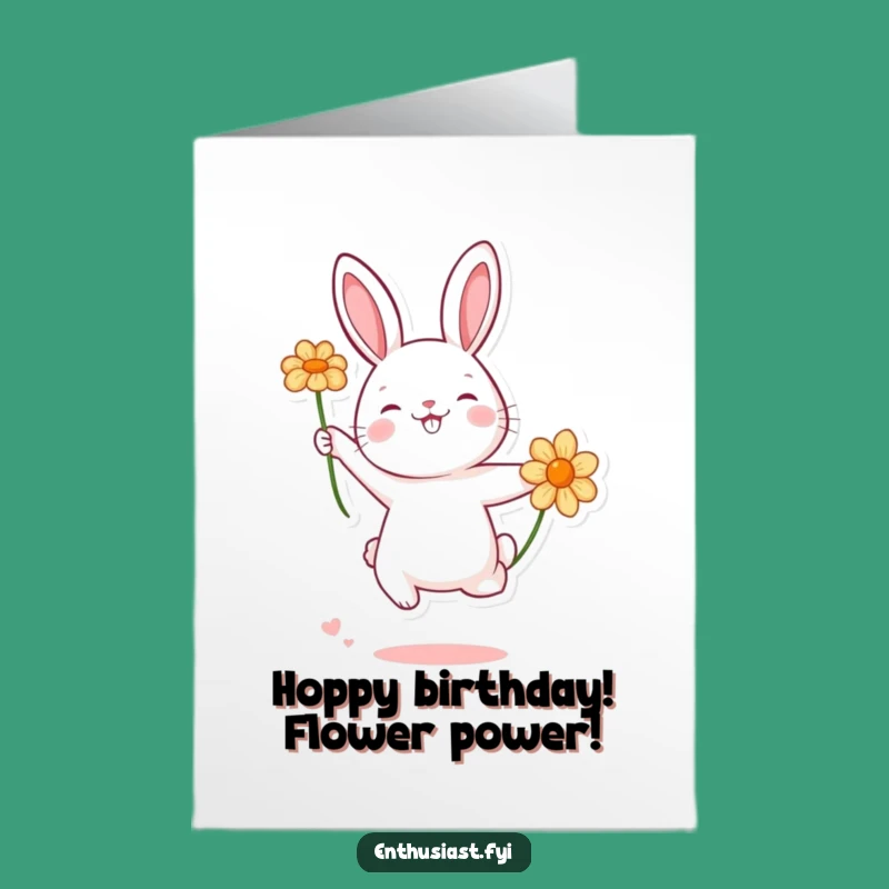Free Printable Birthday Card: Funny Rabbit Jumping Joyfully - Instant Download Gift!