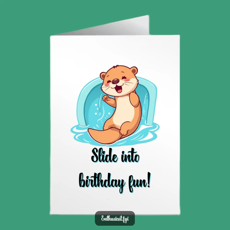Free Printable Otter Birthday Card: Fun Slide Downloadable Gift for Friend