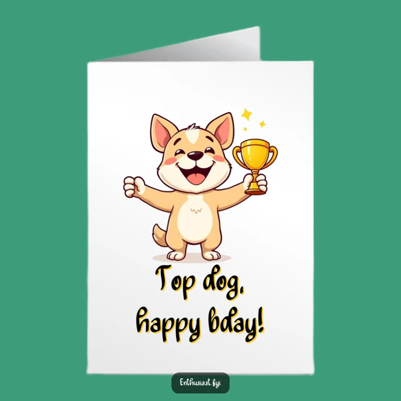 Free Printable Birthday Card: Dog Trophy Winner, Funny Downloadable Gift